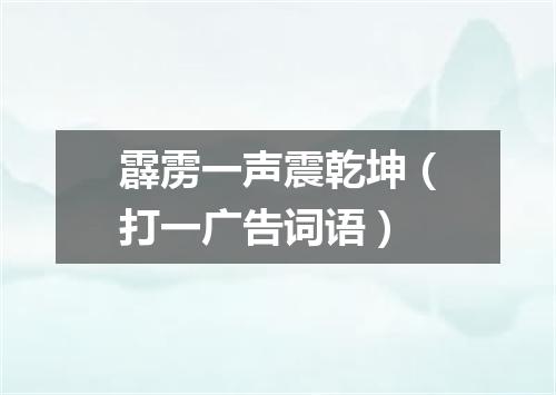霹雳一声震乾坤（打一广告词语）
