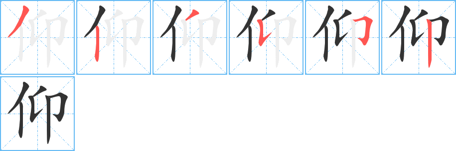 仰的笔画顺序字笔顺的正确写法图