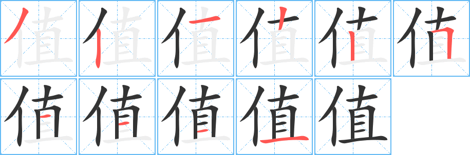 值的笔画顺序字笔顺的正确写法图