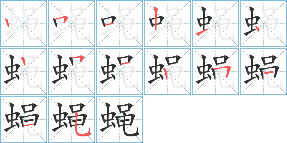 蝇的笔画顺序字笔顺的正确写法图