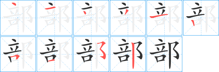 部的笔画顺序字笔顺的正确写法图