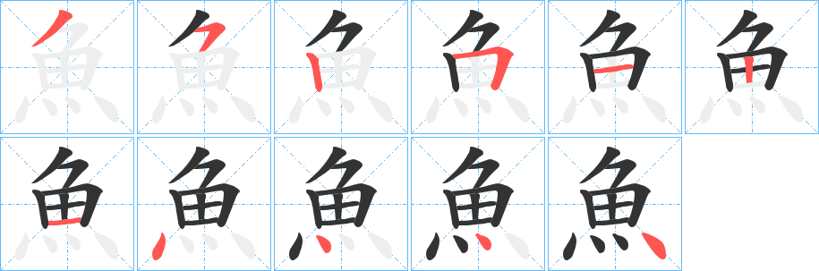 魚的笔画顺序字笔顺的正确写法图